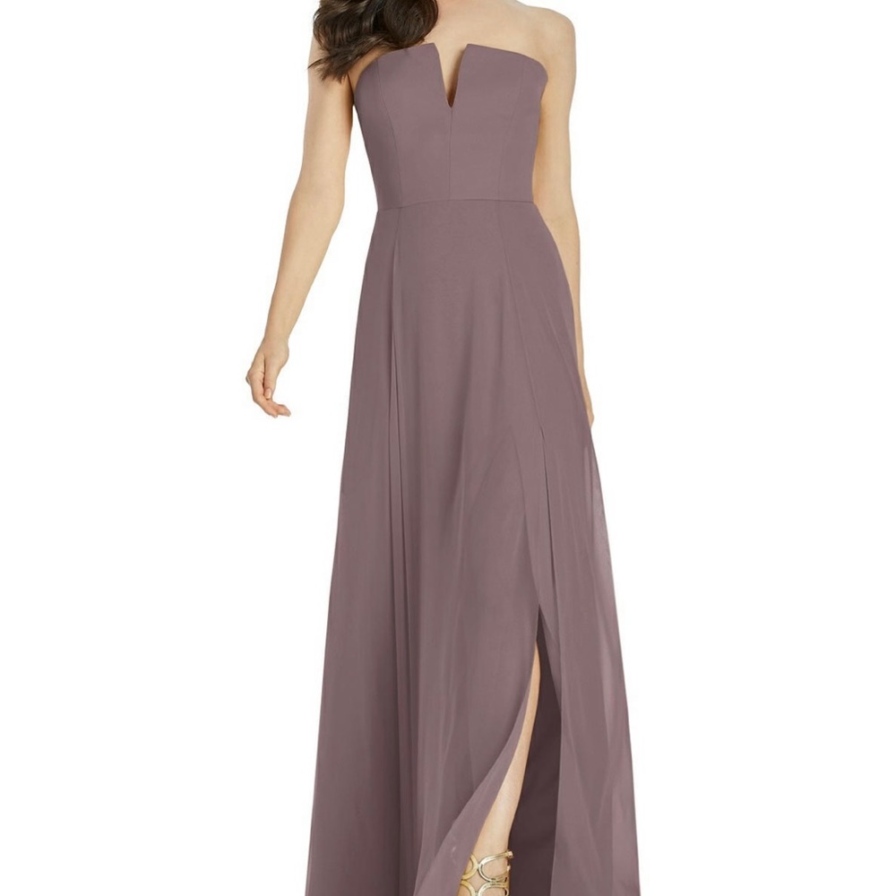 Dessy Strapless Notch Chiffon Maxi Dress